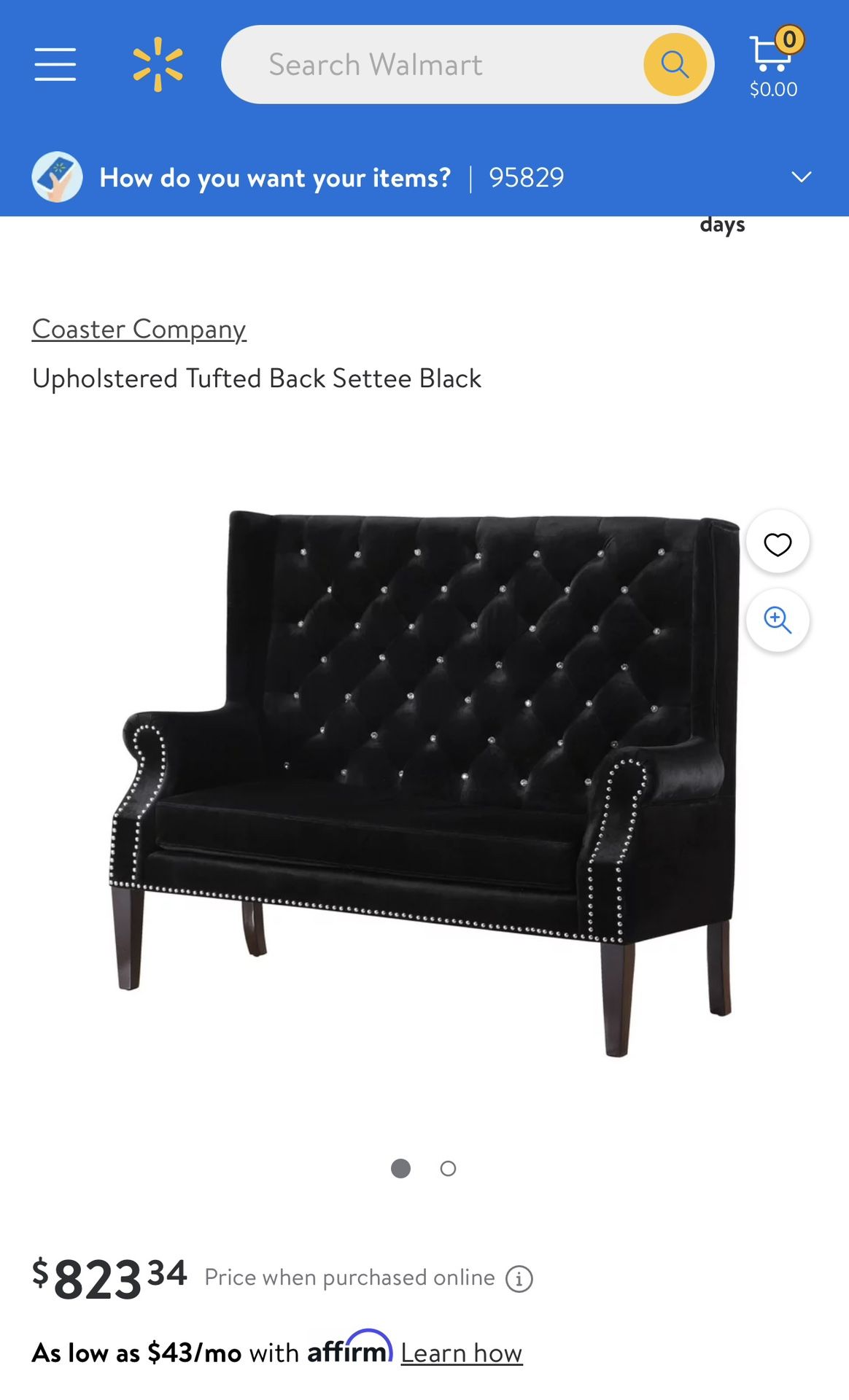 Black Velvet Sofa