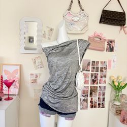 Calvin Klein Metallic Silver Metallic Cowl Neck Ruched Top XS Sleeveless
