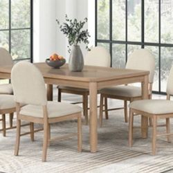 Brand New Natural & Beige 7pc Dining Table Set 