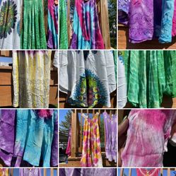 Beautiful tiedyed dresses & t-shirt’s  . Sunglasses $10-$20 each 