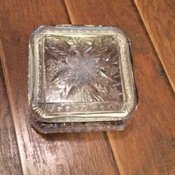 Antique Crystal Square Decor Container