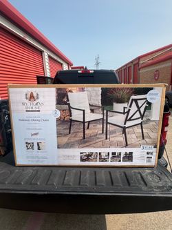My Texas House Cambria 2-Pack Steel Outdoor Patio Dining Chairs, White/Black