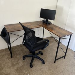 L Shaped Desk With Chair And Docking Station 