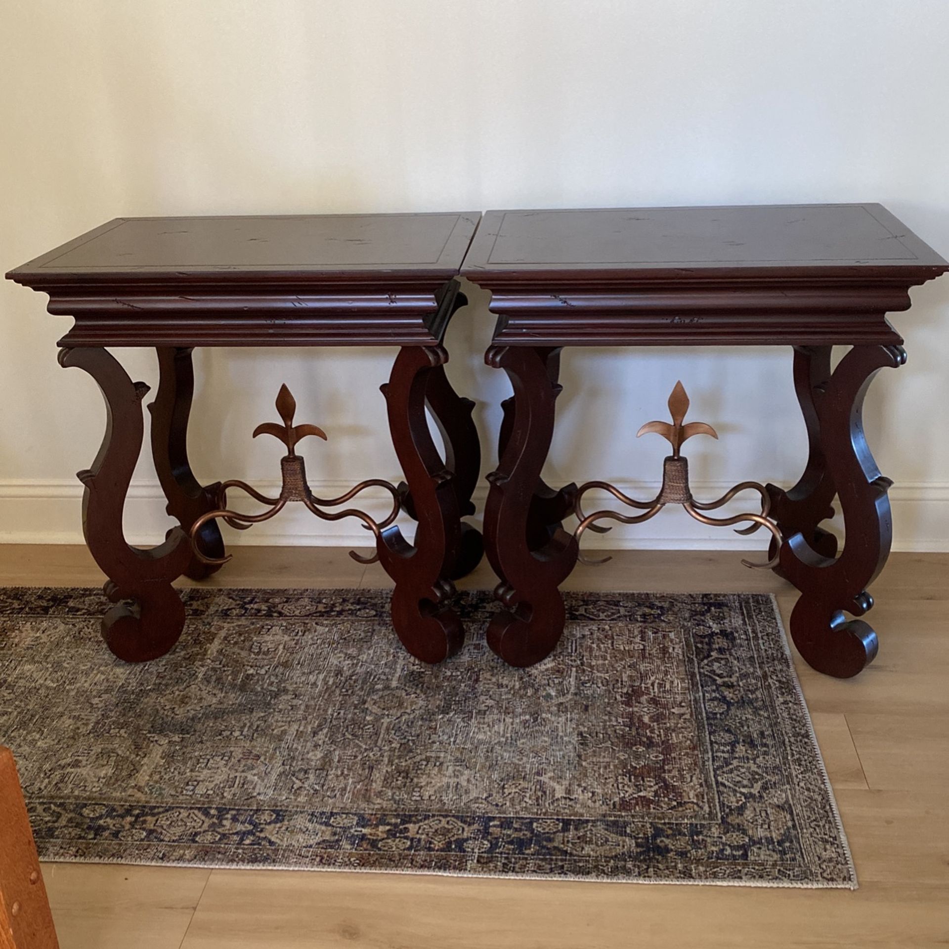 End Tables With Metal Detail Underneath