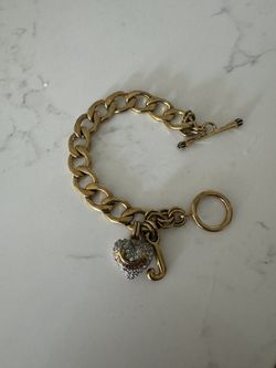 Juicy Couture Heart Charm Bracelet - Gold + Diamond