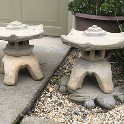 A pair of small Asian cement pagodas - $45 Each