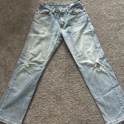 Vintage Straight Leg Ripped Wrangler Light Wash Jeans Size 30