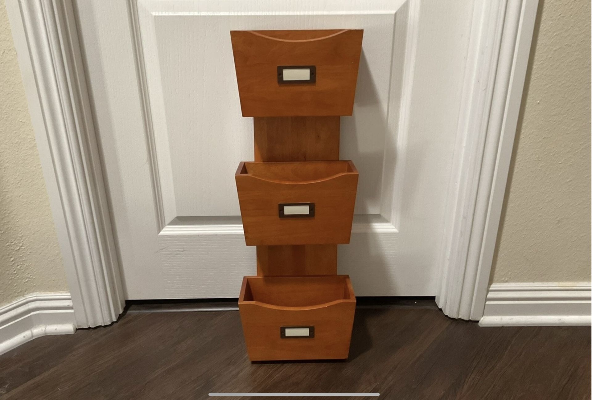 Vintage Solid Maple Wood Hanging File Holder