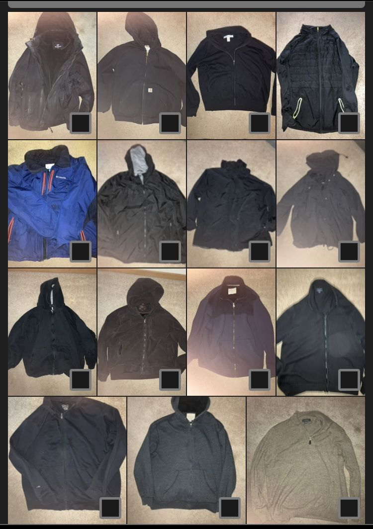 15 Total Men’s  Coats/hoodies/cardigans/parkas/jackets Bundle