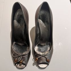 Gucci Bamboo Metallic Dark Silver Shoes