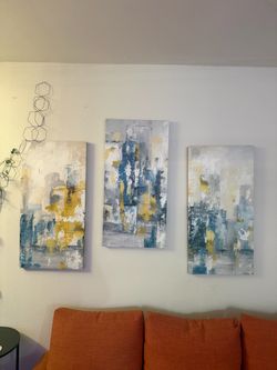 Abstract Canvas Wall Art Triptych Set of 3