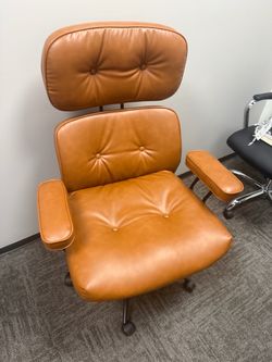 Tan Leather Tufted Office Chair