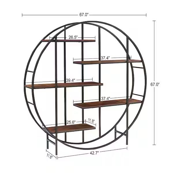 67” 5Tiered Round Display Shelves w/ Metal / Wood Accents [NEW IN