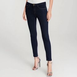 MICHAEL KORS Women Size 4 Skinny Super Stretchy Jeans Dark Blue Wash Button Fly