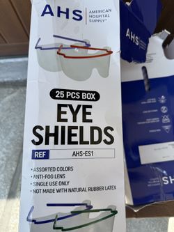 New - AHS Eye Shields Box of 25, Disposable Protective Eyewear PPE, Anti-Fog Lens