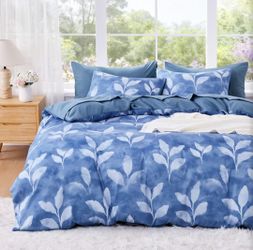 Wake In Cloud - Floral Duvet Cover Set, Vintage Farmhouse Cottagecore Style with Botanical Flowers and Branches Leaves Pattern, Soft Lightweight Beddi