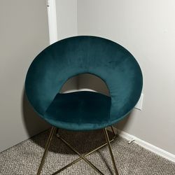 Velvet Arm Chair, Atrovirens Modern Accent, Mid-Century Style 