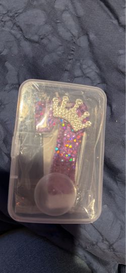Glitter #7 topper/candle with Case