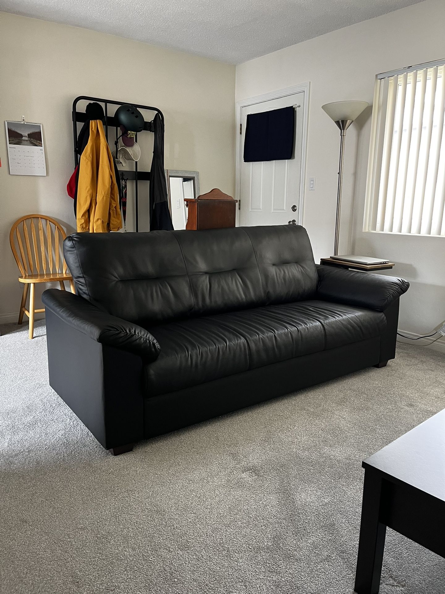 IKEA Knislinge Faux Black Leather Sofa – Excellent Condition