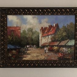 Beautiful Hand Painted Art (Varny Street Sene) On Canvas With Beautiful Frame Size 43 X 33 Real Value $1759