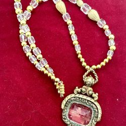 Vintage Citrine and Crystal Necklace