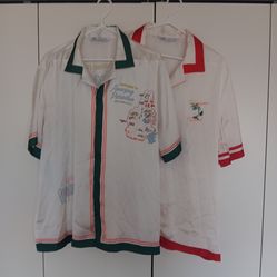 2 Zara Men’s Amazing Paradise Playa Beach Sunmer Button Down Shirt