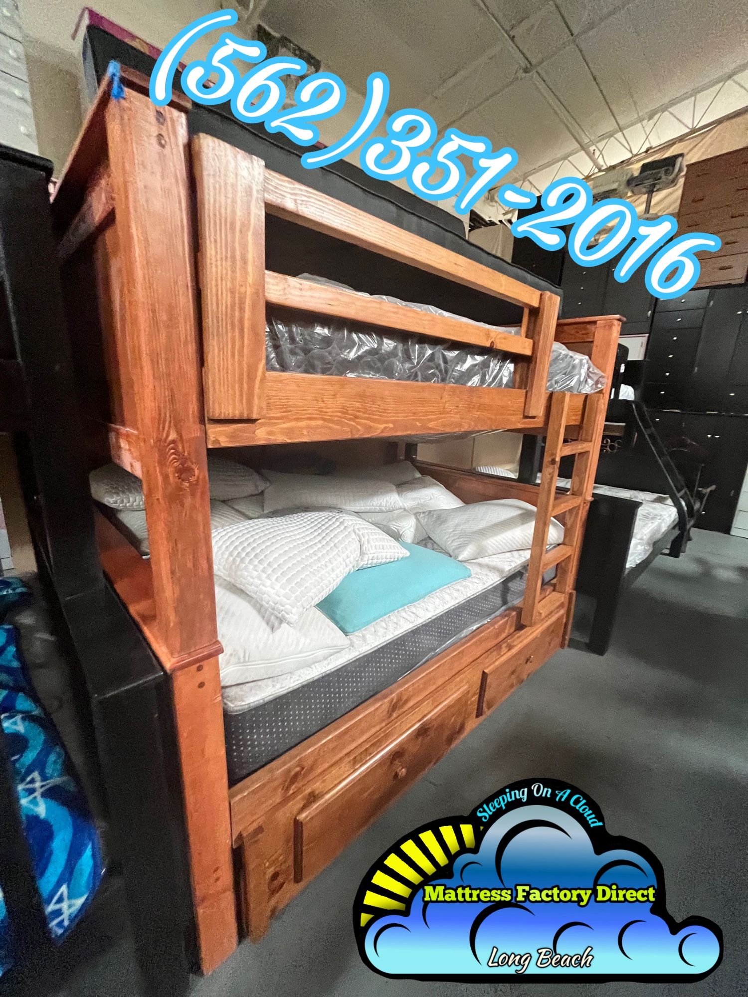 Triple Full Size Bunk Bed With Mattresses Colchones Nuevos Bonitos 