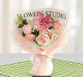 arreglos para san valentin- 14feb- flores crochet y una caja de bombones ferrero! 