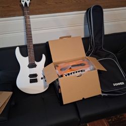 donner electric guitar + orange crush 12 amp