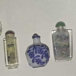Set Of 5 Chinese Perfume/liquid/medicine/Peking/reverse Painted Bottles with Stoppers