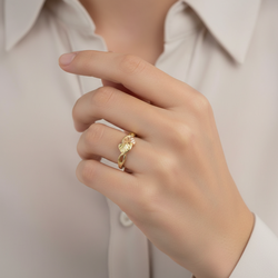 10K Tri Color Gold Black Hills Gold Leaves Band Ring