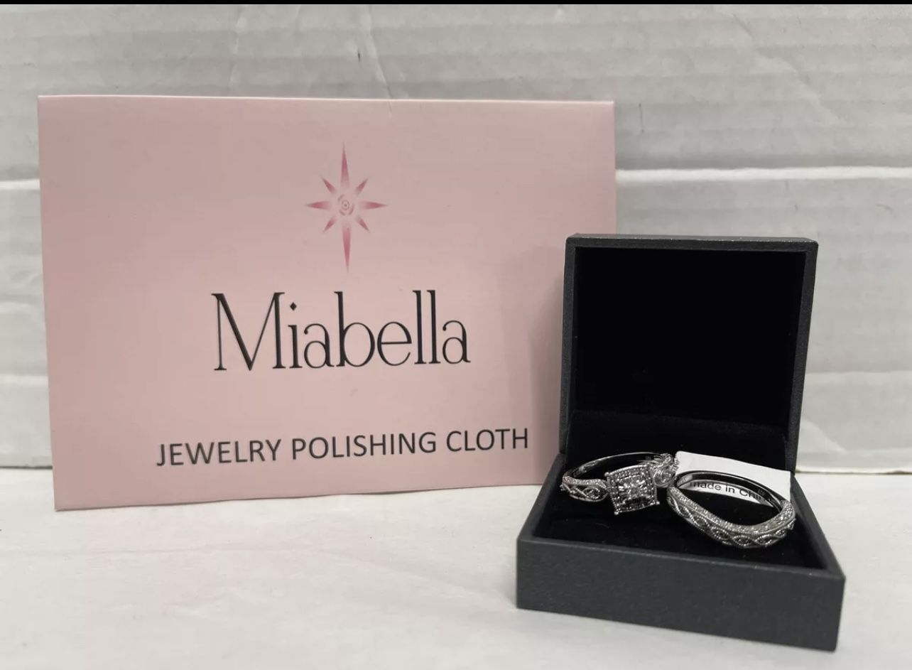 Women's Diamond Sterling Silver Bridal Set 1/5 CT TW- Ring Size 8.5