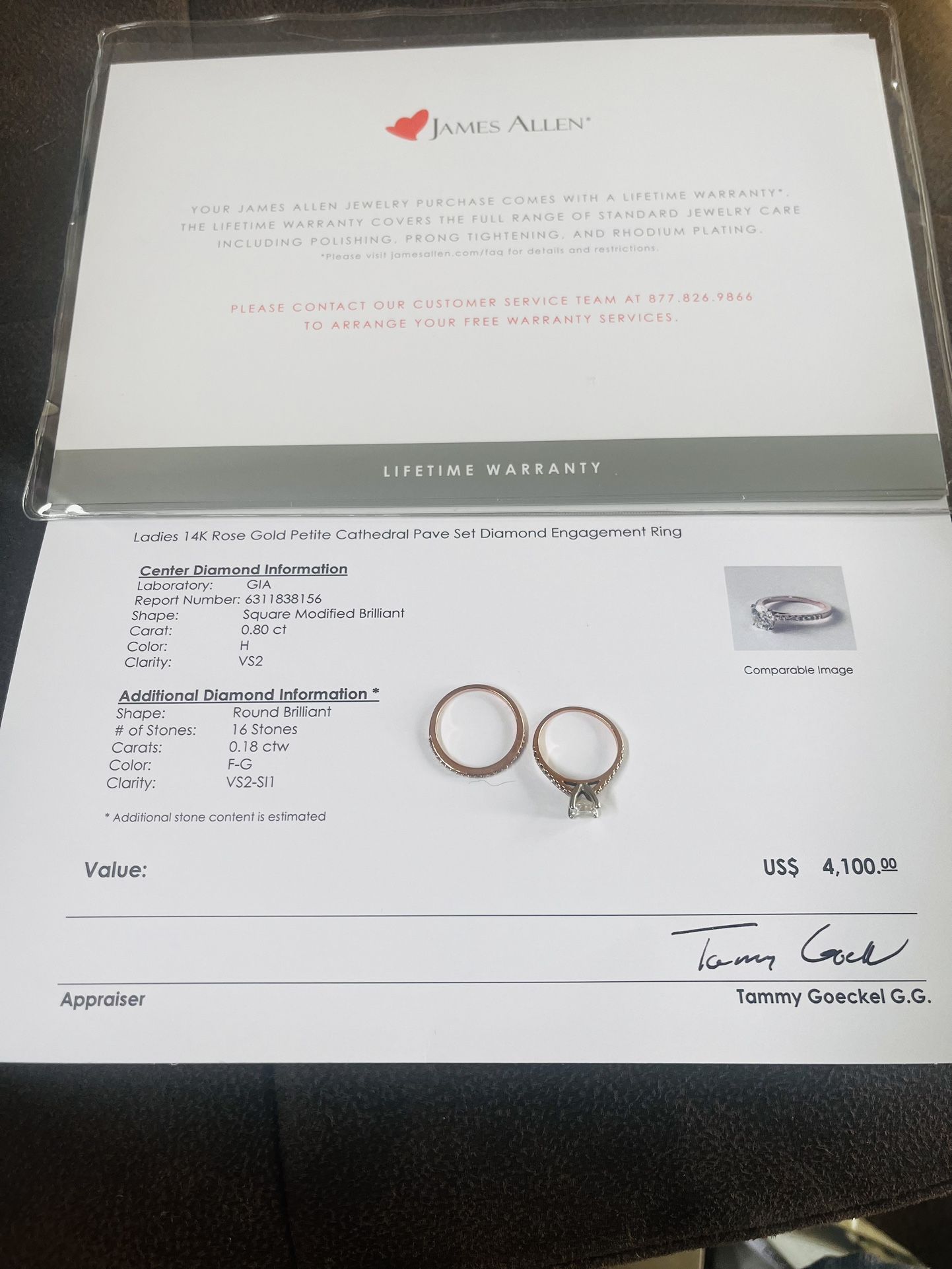 0.8 Ct, 14k Rose Gold Diamond Ring Plus Wedding Band