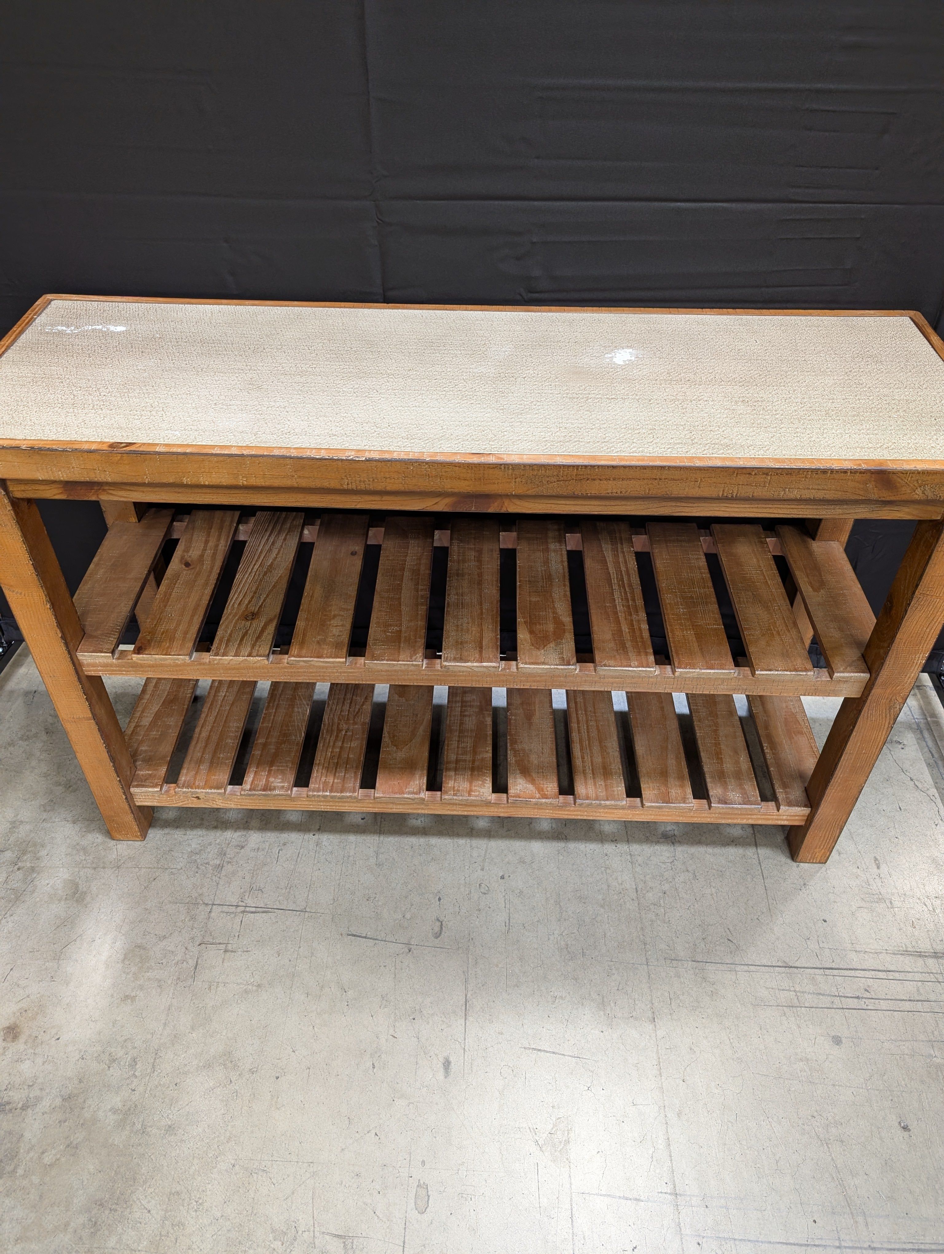 Charming Rustic A-Frame Wood & Laminate Shelf Unit with Slatted Shelves