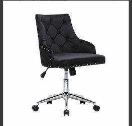 Black Velvet Tufted Office Chair with Nailhead Trim