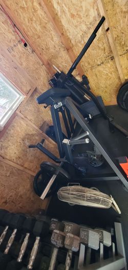 T Bar row plate loaded with 2 x 45lbs plates