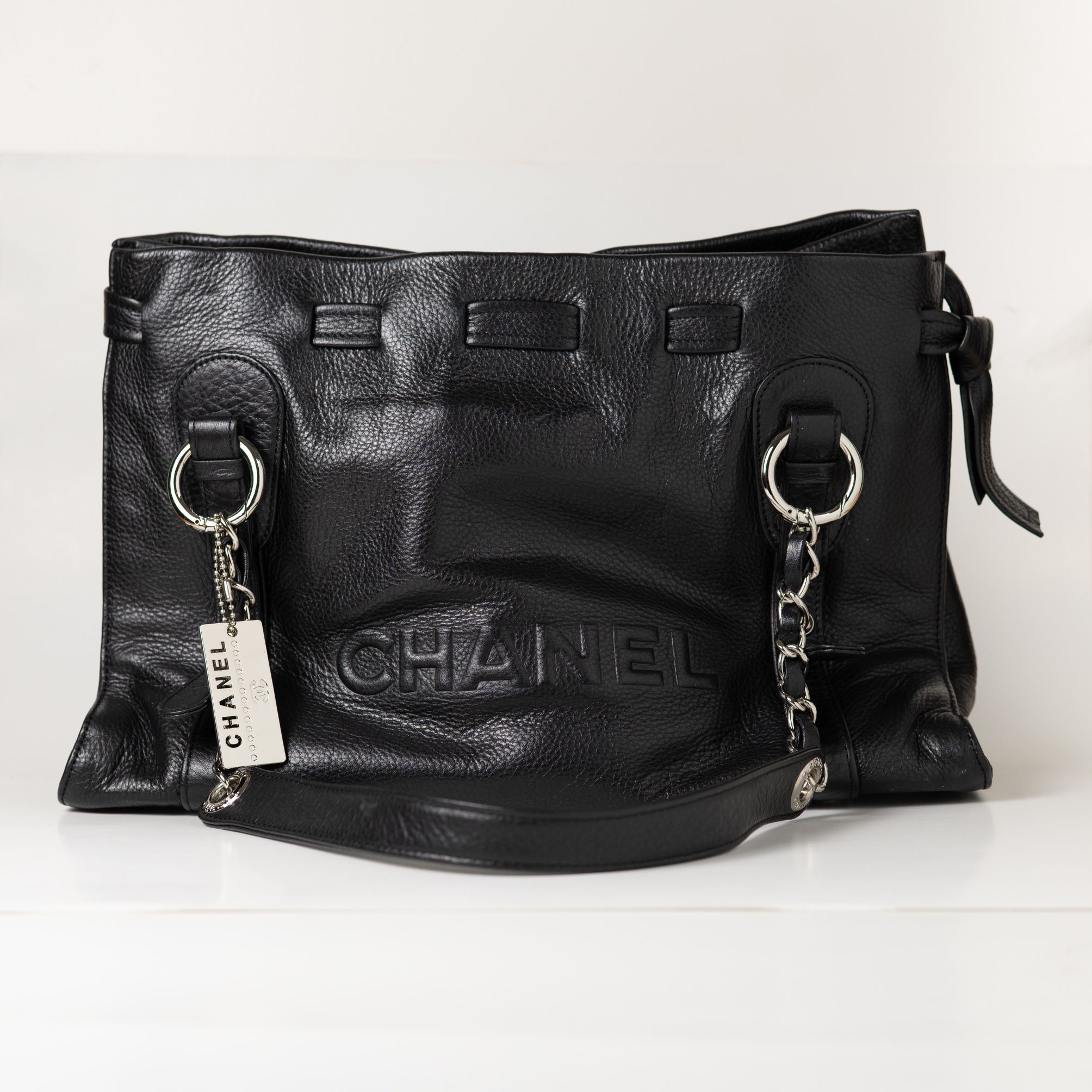 Chanel Large Leather Bucket Tote Bag 14.5”x9.5”