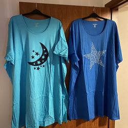 Set Of Two Dream Co. T-shirt Style Nightgowns 3XL-4XL(30-36)