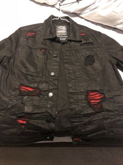 Distressed jean jacket size L