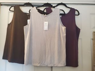 Women's Tank Tops, CHICOS Reversible Travelers Tanks, size 3  16/18,Purple Berry, Cocoa Bean and Dove Gray. Selling all 3 together.