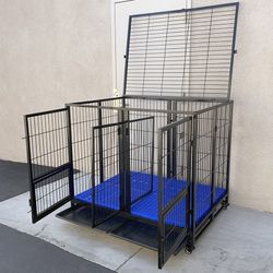 Brand New $280 X-Large 49” Heavy Duty Folding Dog Cage 49x38x43” Double-Door Kennel w/ Divider 