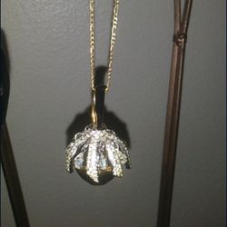 Antique Fabrege Style Pendant With Crystal Overlay 