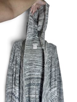 Vintage Y2K Abercrombie & Fitch Gray Draped Waterfall Open-Front Hooded Marled Cardigan Sweater