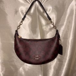 Coach Signature Mini Crescent Shoulder Bag – Burgundy