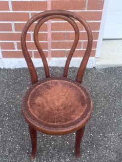 Antique Spaulding Fibre Leather Kids Chair  Used in good condition with some cosmetic blemishes. These blemishes are in the form of scratches and scuf