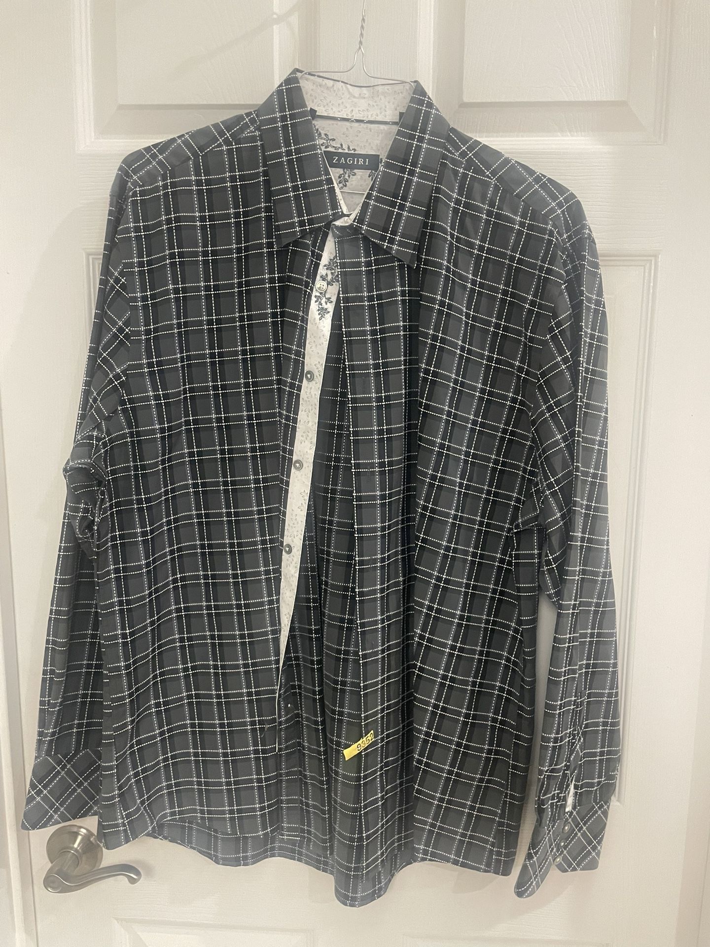 Zagiri Men’s Green And Black Plaid Dress Shirt, 2XL