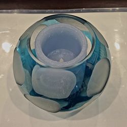 Blue Globe and Electric Candle (Glass Decor)
