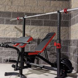 NEW squat Rack , Adjustable Bench , Weights , Olympic Bar Barbell 