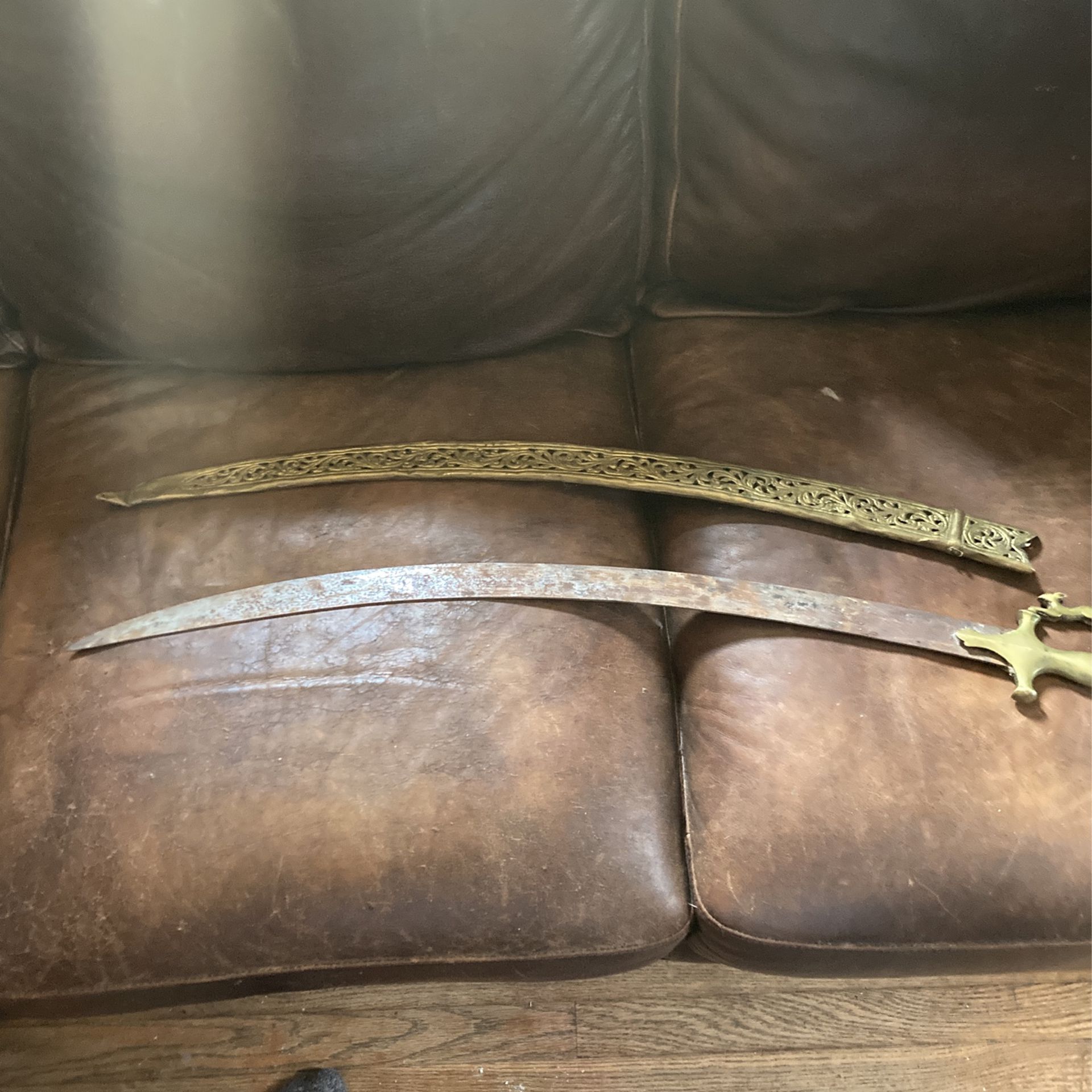 Old Brass Sword Case With Sword