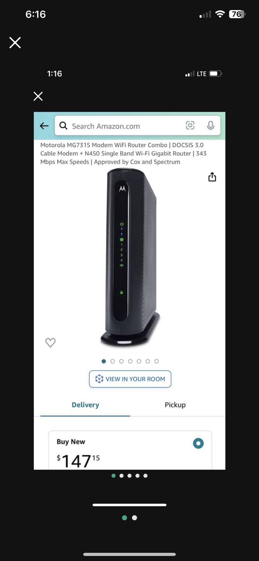 Motorola Modem Router WiFi 🛜 MG7315